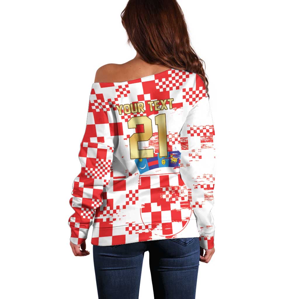 Croatia World Football Custom Off Shoulder Sweater Vatreni Croatian Heritage