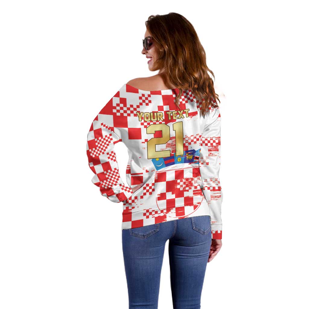Croatia World Football Custom Off Shoulder Sweater Vatreni Croatian Heritage
