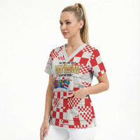 Croatia World Football Custom Scrub Top Vatreni Croatian Heritage