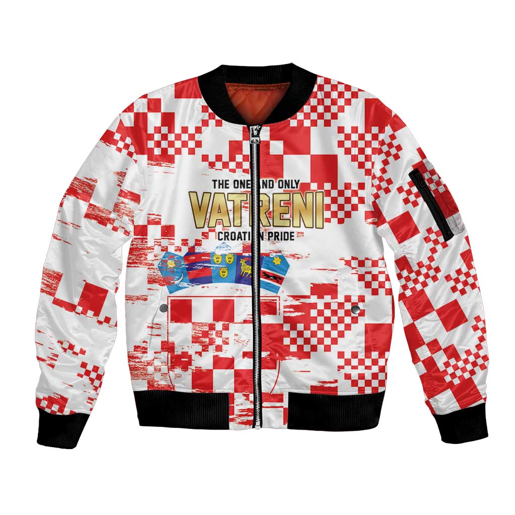 Croatia World Football Custom Sleeve Zip Bomber Jacket Vatreni Croatian Heritage