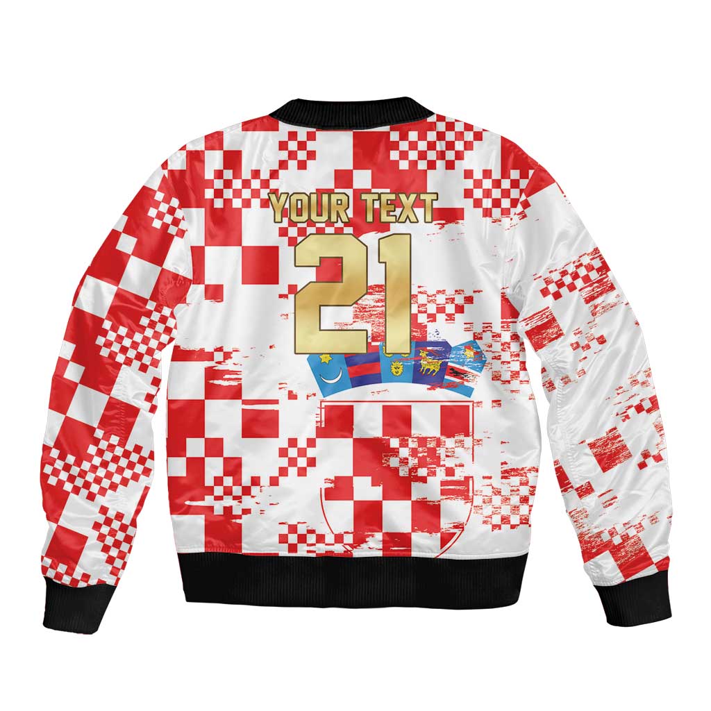 Croatia World Football Custom Sleeve Zip Bomber Jacket Vatreni Croatian Heritage