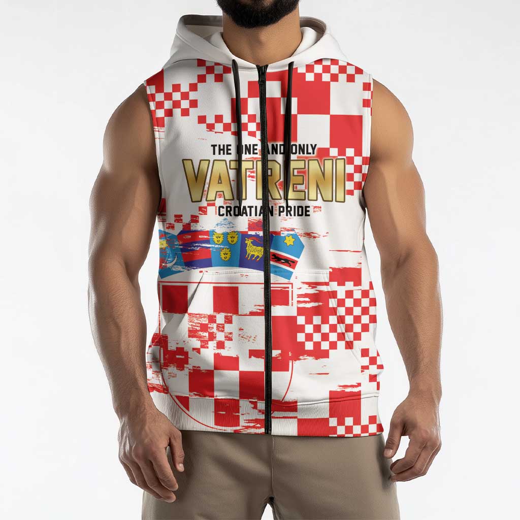 Croatia World Football Custom Sleeveless Zip Hoodie Vatreni Croatian Heritage