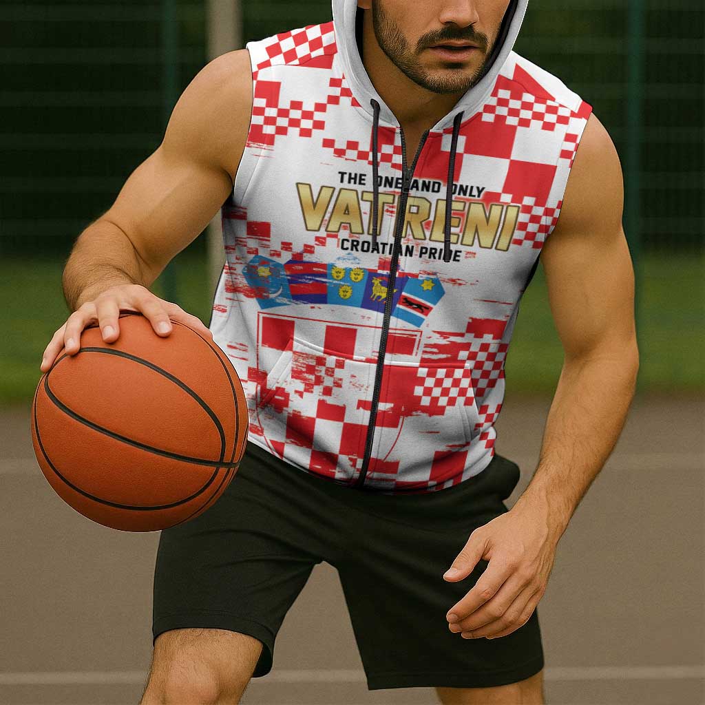 Croatia World Football Custom Sleeveless Zip Hoodie Vatreni Croatian Heritage