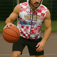 Croatia World Football Custom Sleeveless Zip Hoodie Vatreni Croatian Heritage