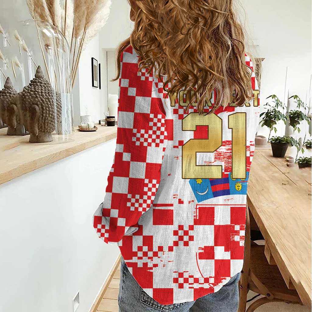 Croatia World Football Custom Women Casual Shirt Vatreni Croatian Heritage
