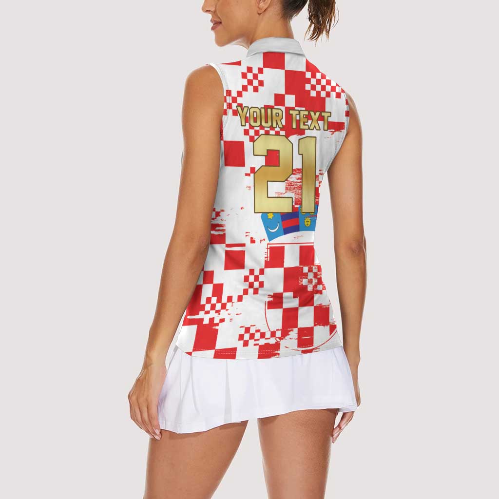 Croatia World Football Custom Women Sleeveless Polo Shirt Vatreni Croatian Heritage