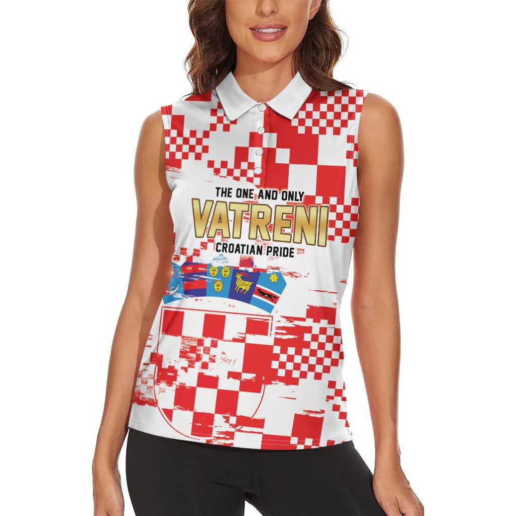 Croatia World Football Custom Women Sleeveless Polo Shirt Vatreni Croatian Heritage