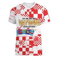Croatia World Football Custom Women V-Neck T-Shirt Vatreni Croatian Heritage