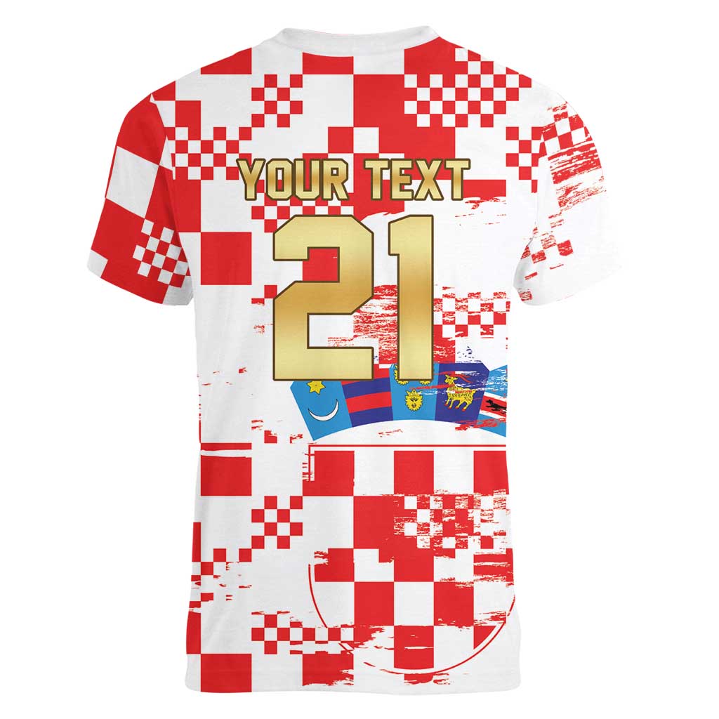 Croatia World Football Custom Women V-Neck T-Shirt Vatreni Croatian Heritage