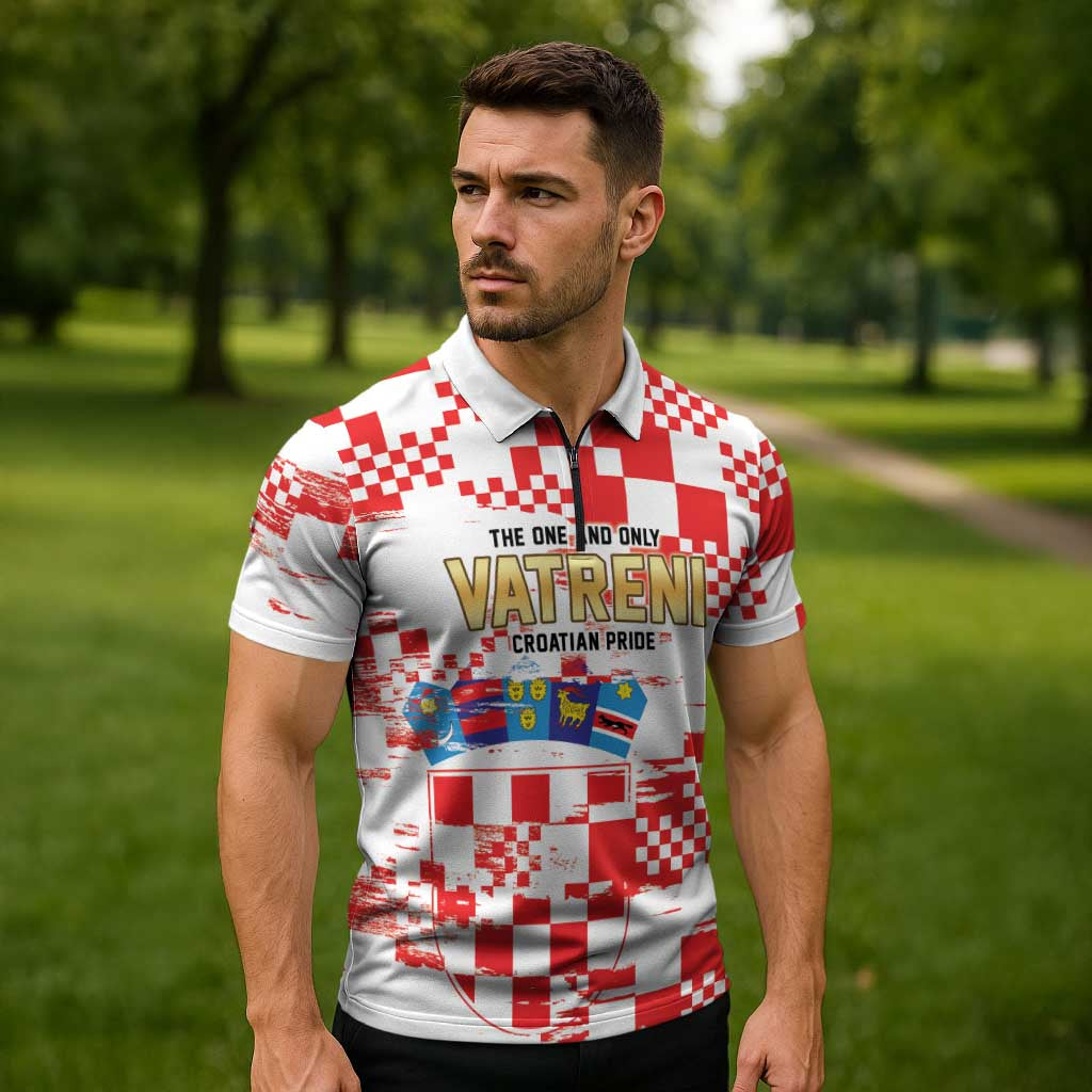Croatia World Football Custom Zipper Polo Shirt Vatreni Croatian Heritage