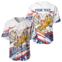Serbia Take Me To America Personalized Baseball Jersey Strong Eagle Pride