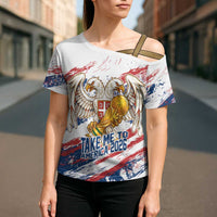 Serbia Take Me To America Personalized Cross Shoulder Shirt Strong Eagle Pride