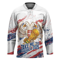 Serbia Take Me To America Personalized Hockey Jersey Strong Eagle Pride