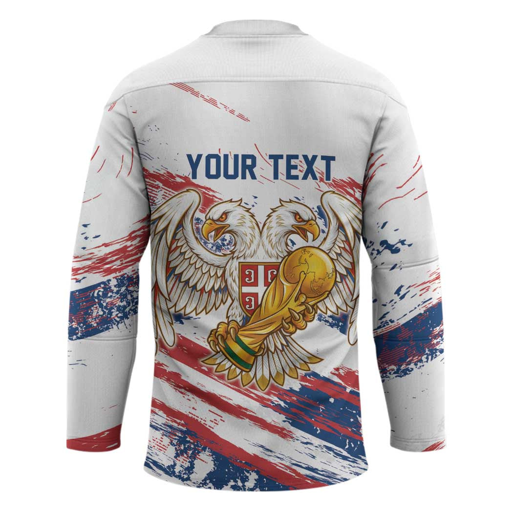 Serbia Take Me To America Personalized Hockey Jersey Strong Eagle Pride