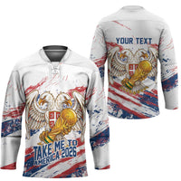 Serbia Take Me To America Personalized Hockey Jersey Strong Eagle Pride