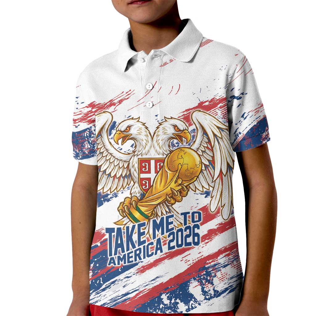 Serbia Take Me To America Personalized Kid Polo Shirt Strong Eagle Pride