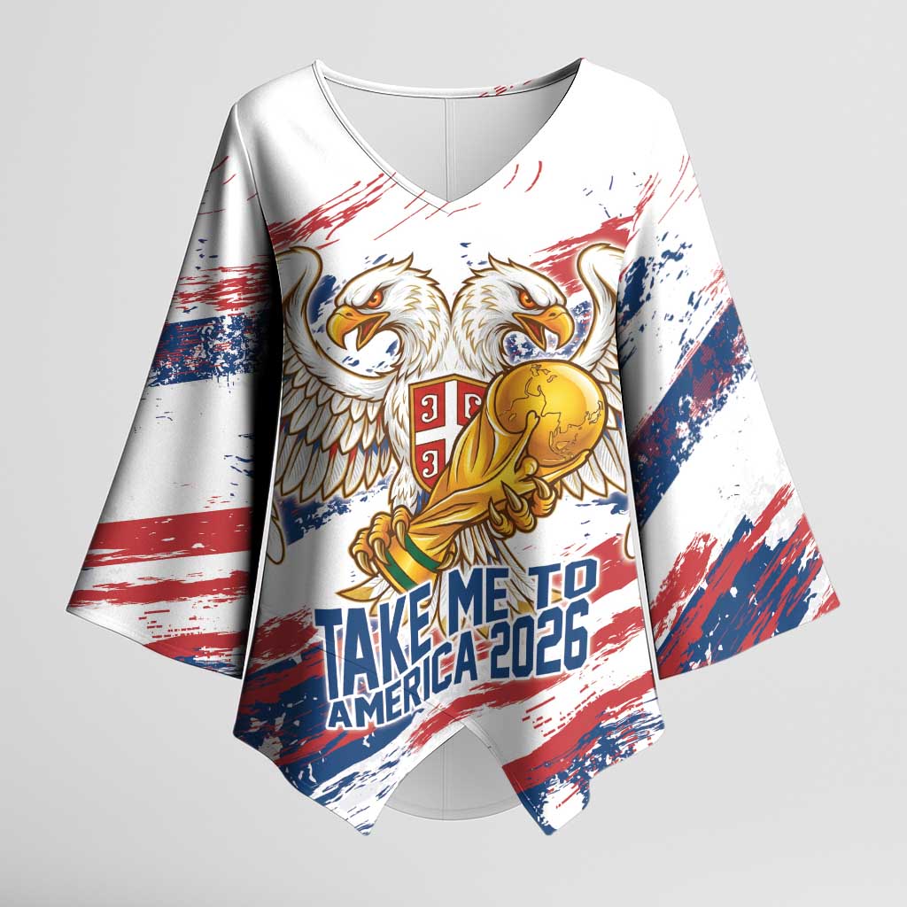 Serbia Take Me To America Personalized Kimono Sleeve Blouse Strong Eagle Pride