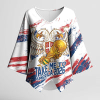 Serbia Take Me To America Personalized Kimono Sleeve Blouse Strong Eagle Pride