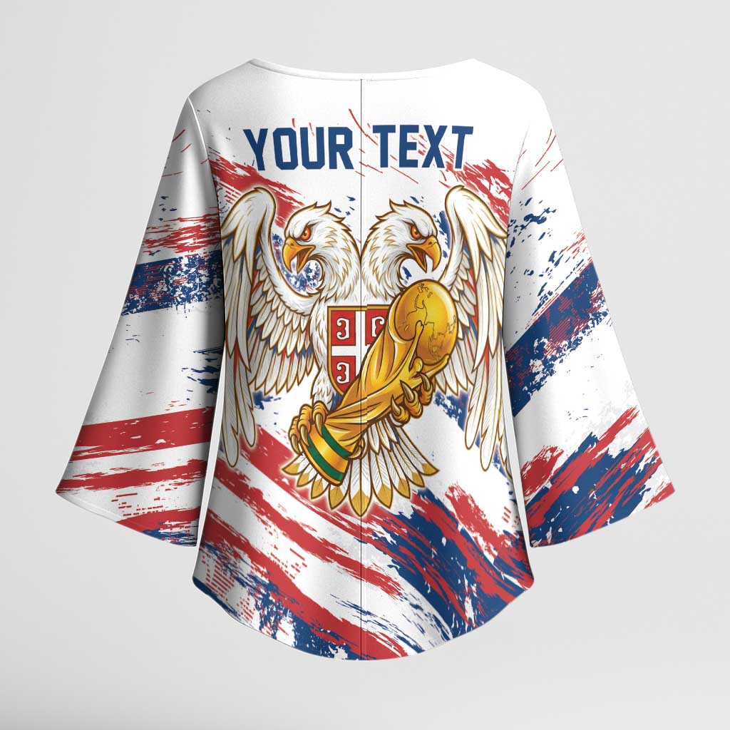 Serbia Take Me To America Personalized Kimono Sleeve Blouse Strong Eagle Pride