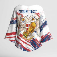 Serbia Take Me To America Personalized Kimono Sleeve Blouse Strong Eagle Pride