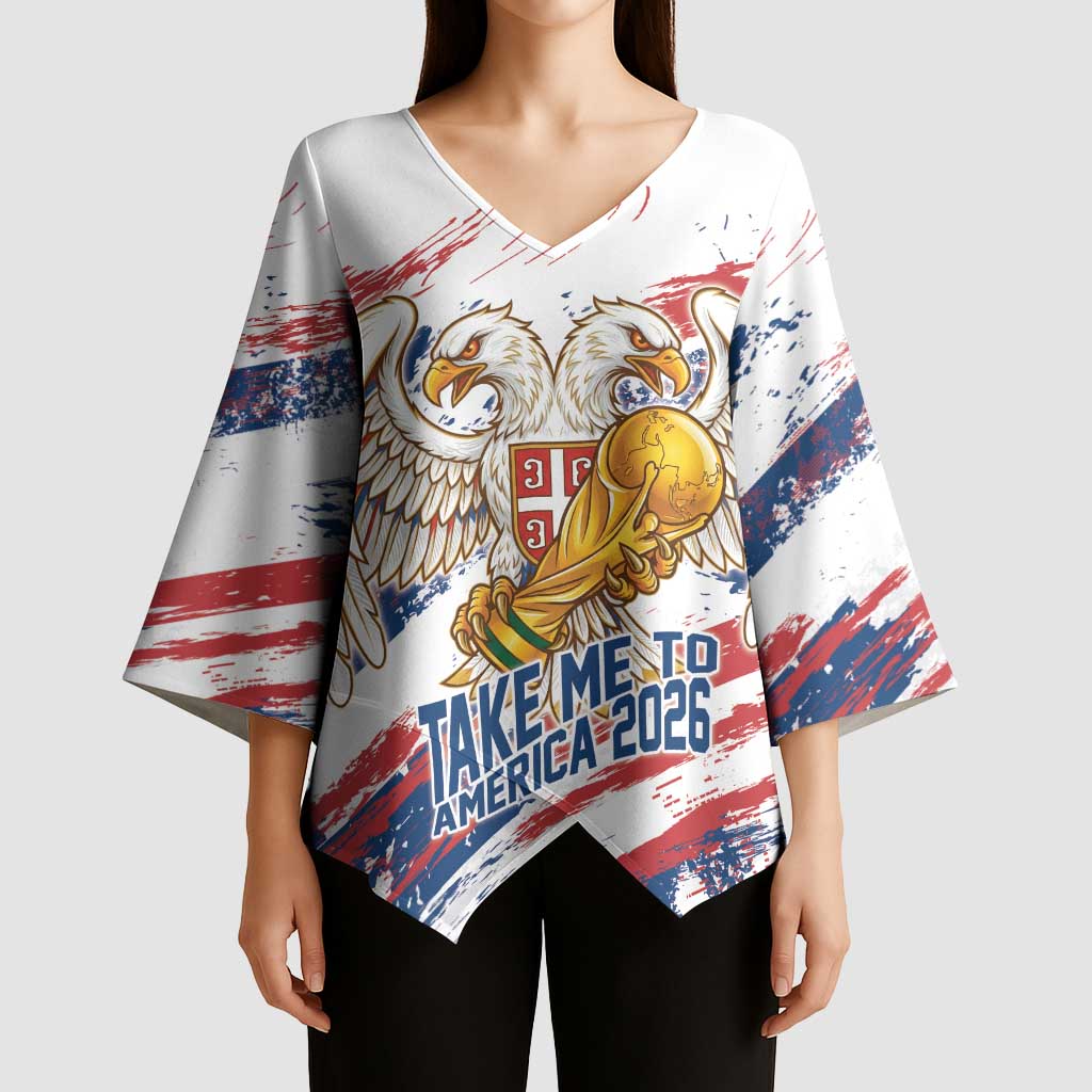 Serbia Take Me To America Personalized Kimono Sleeve Blouse Strong Eagle Pride