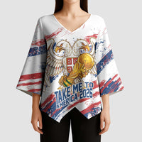 Serbia Take Me To America Personalized Kimono Sleeve Blouse Strong Eagle Pride