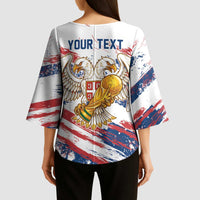 Serbia Take Me To America Personalized Kimono Sleeve Blouse Strong Eagle Pride
