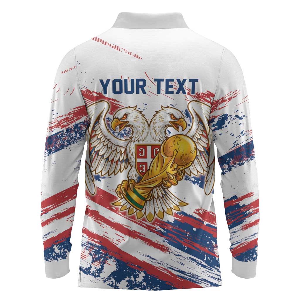 Serbia Take Me To America Personalized Long Sleeve Polo Shirt Strong Eagle Pride