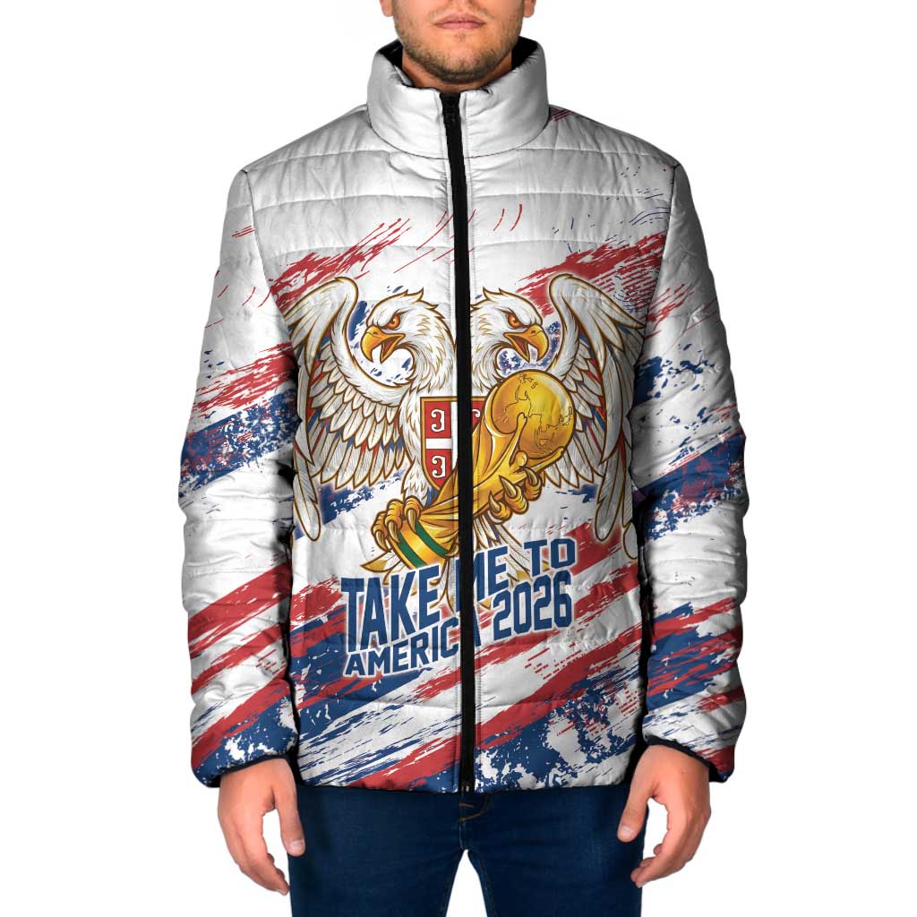 Serbia Take Me To America Personalized Padded Jacket Strong Eagle Pride