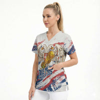 Serbia Take Me To America Personalized Scrub Top Strong Eagle Pride