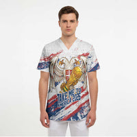 Serbia Take Me To America Personalized Scrub Top Strong Eagle Pride