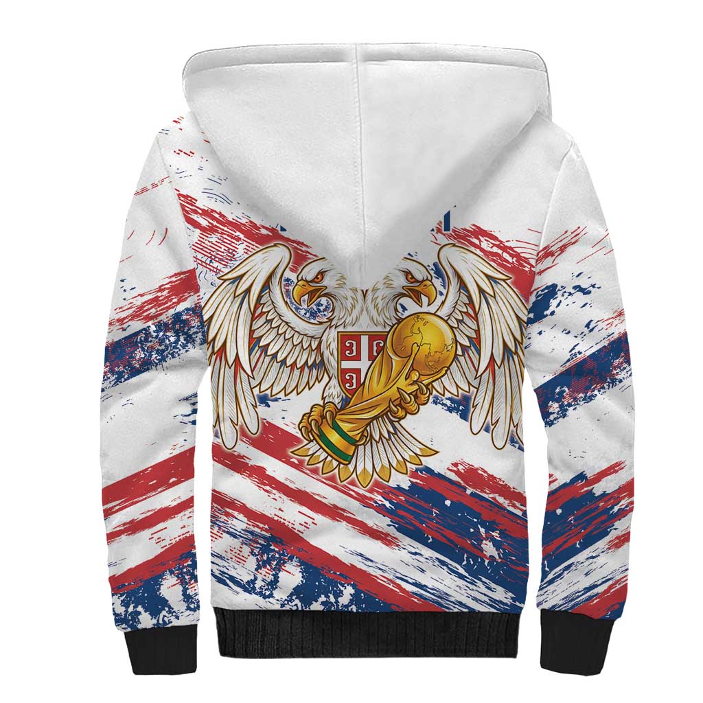 Serbia Take Me To America Personalized Sherpa Hoodie Strong Eagle Pride