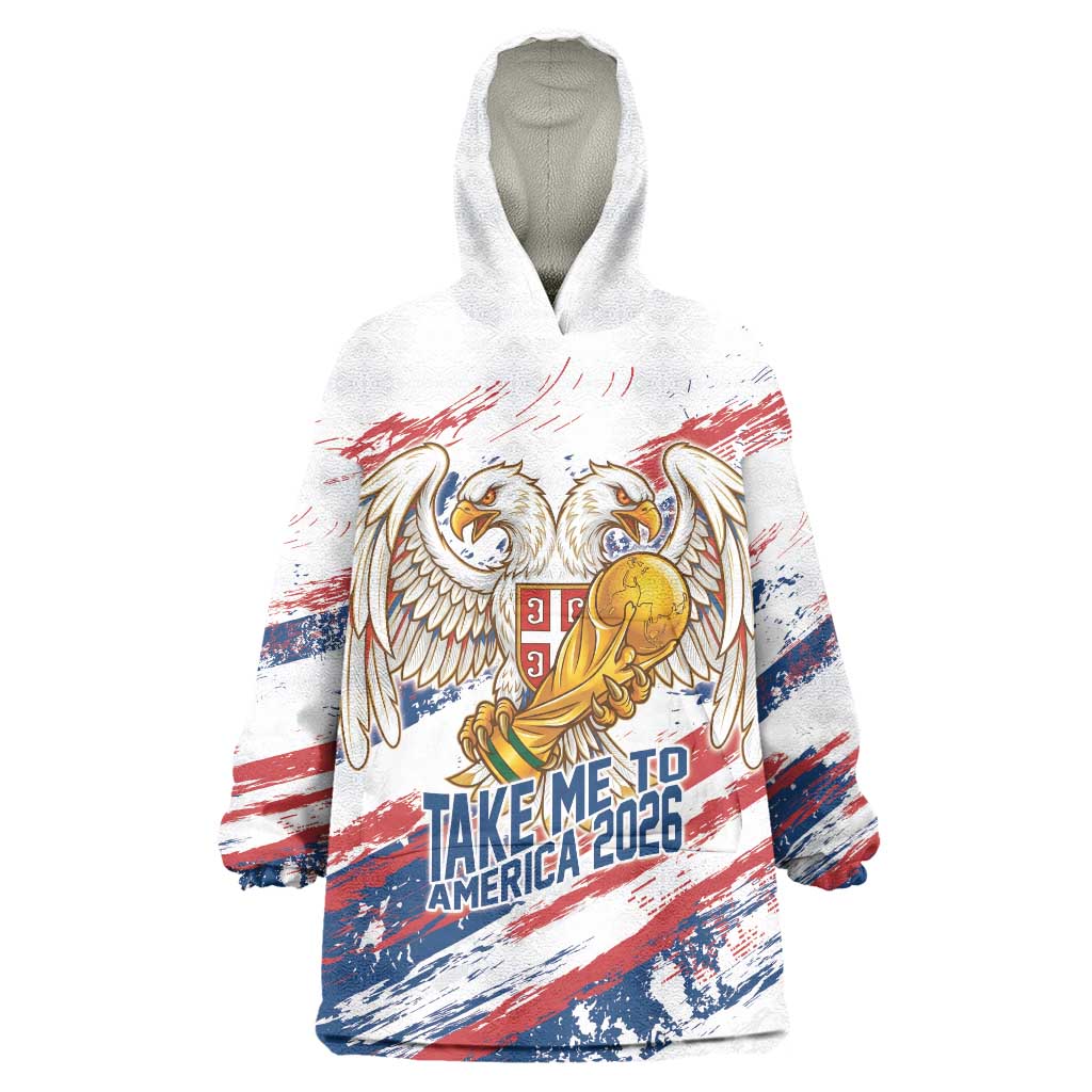 Serbia Take Me To America Personalized Wearable Blanket Hoodie Strong Eagle Pride