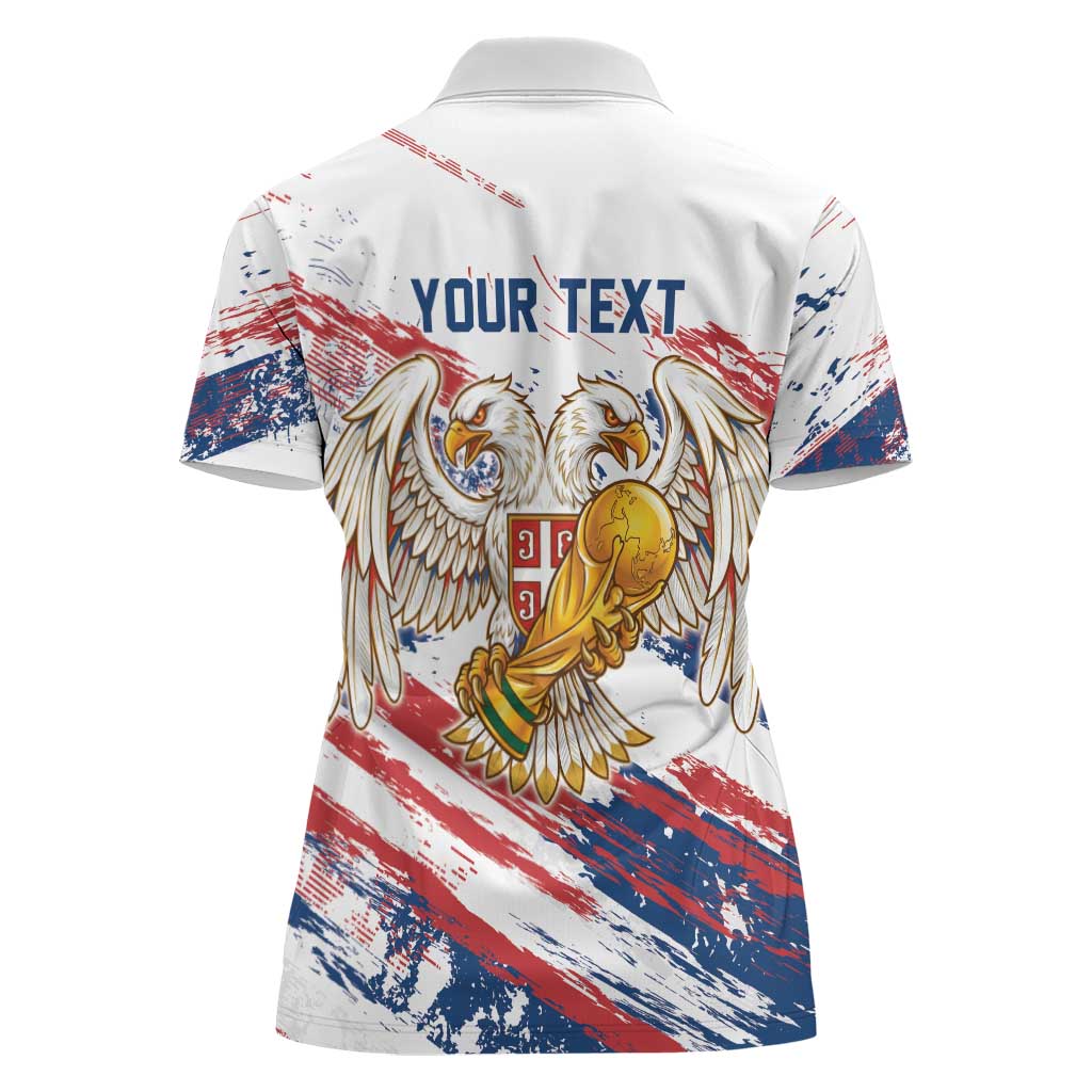 Serbia Take Me To America Personalized Women Polo Shirt Strong Eagle Pride