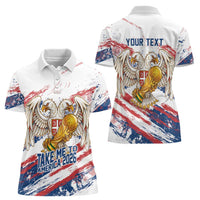 Serbia Take Me To America Personalized Women Polo Shirt Strong Eagle Pride
