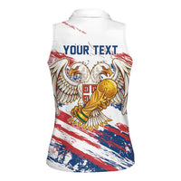 Serbia Take Me To America Personalized Women Sleeveless Polo Shirt Strong Eagle Pride