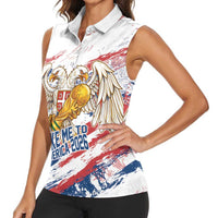 Serbia Take Me To America Personalized Women Sleeveless Polo Shirt Strong Eagle Pride