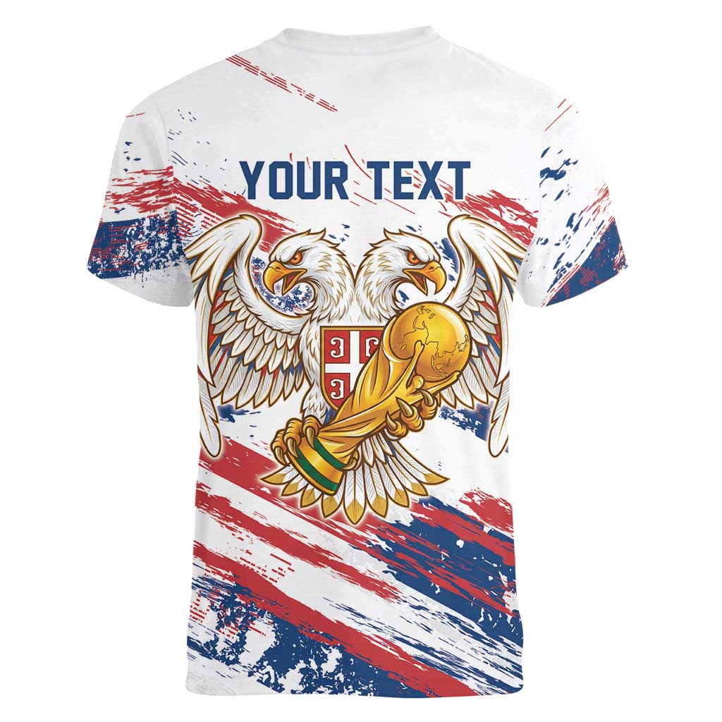 Serbia Take Me To America Personalized Women V-Neck T-Shirt Strong Eagle Pride