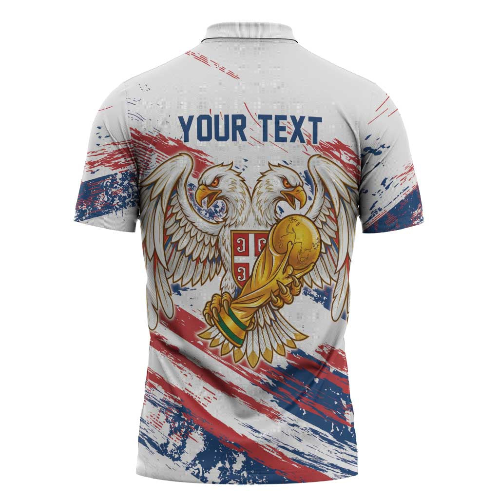 Serbia Take Me To America Personalized Zipper Polo Shirt Strong Eagle Pride
