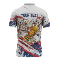 Serbia Take Me To America Personalized Zipper Polo Shirt Strong Eagle Pride