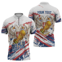 Serbia Take Me To America Personalized Zipper Polo Shirt Strong Eagle Pride