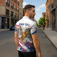 Serbia Take Me To America Personalized Zipper Polo Shirt Strong Eagle Pride