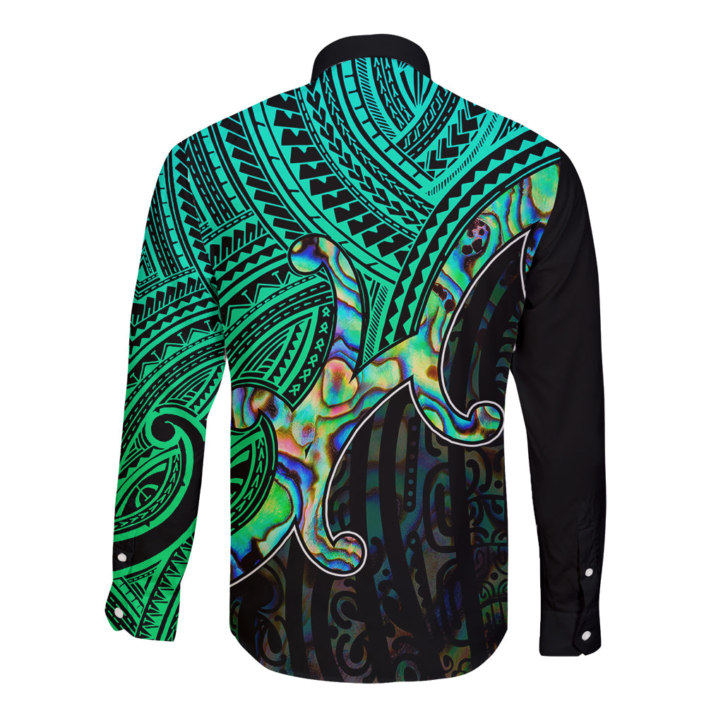 Maori Long Sleeve Button Shirt Aotearoa Papua Shell with Tribal Pattern - Wonder Print Shop