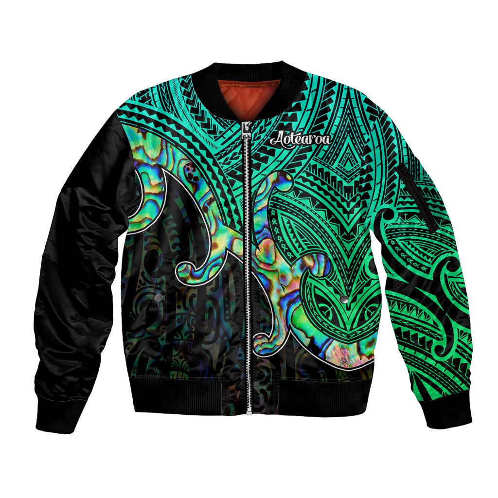 Maori Sleeve Zip Bomber Jacket Aotearoa Papua Shell with Tribal Pattern - Wonder Print Shop
