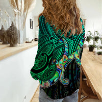 Maori Women Casual Shirt Aotearoa Papua Shell with Tribal Pattern - Wonder Print Shop