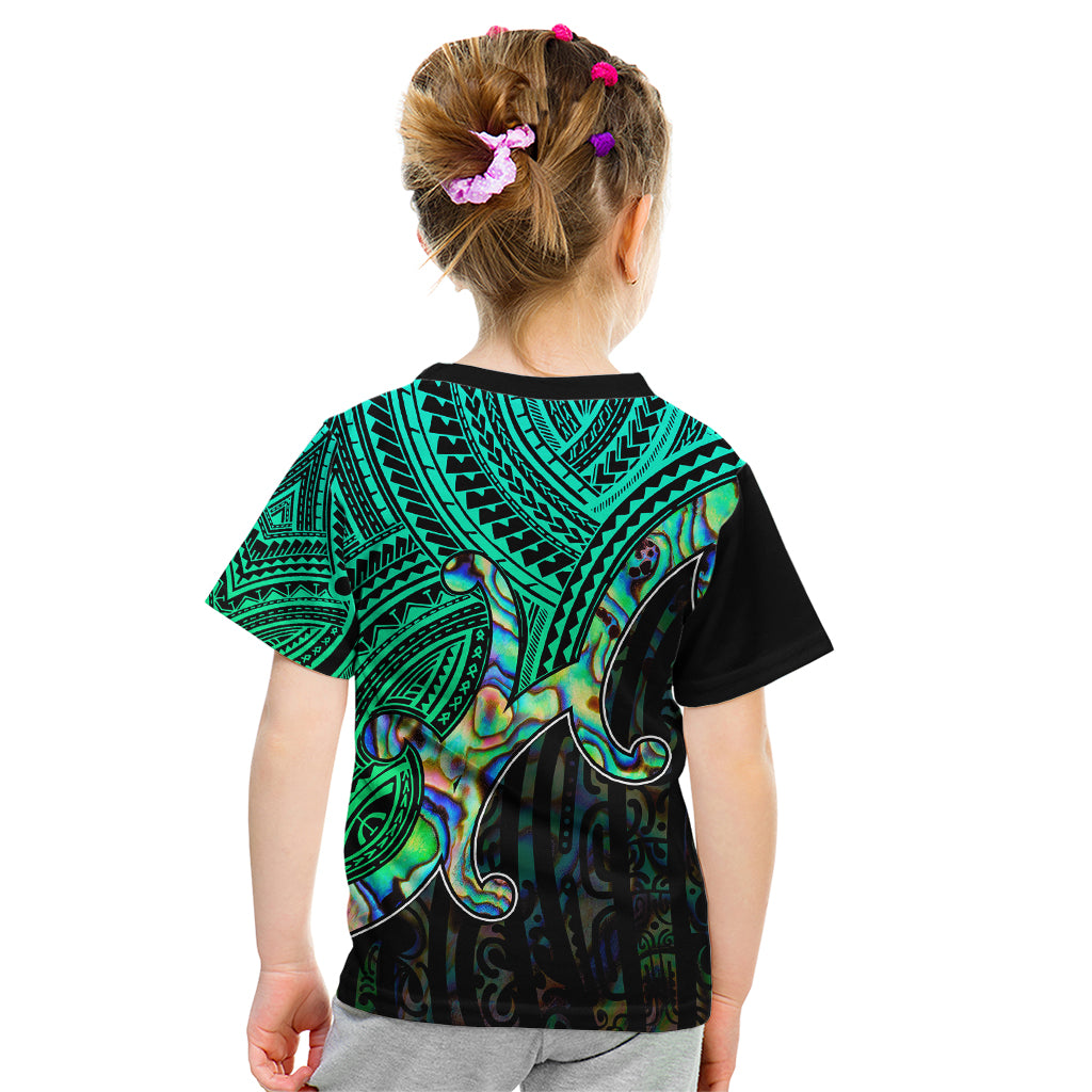 Custom Maori Kid T Shirt Aotearoa Papua Shell with Tribal Pattern - Wonder Print Shop
