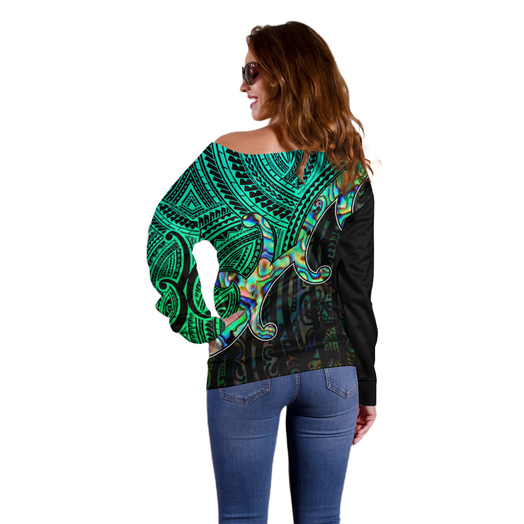 Custom Maori Off Shoulder Sweater Aotearoa Papua Shell with Tribal Pattern - Wonder Print Shop