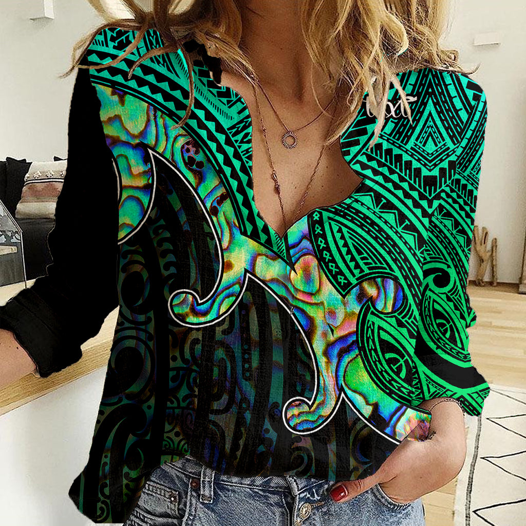 Custom Maori Women Casual Shirt Aotearoa Papua Shell with Tribal Pattern - Wonder Print Shop