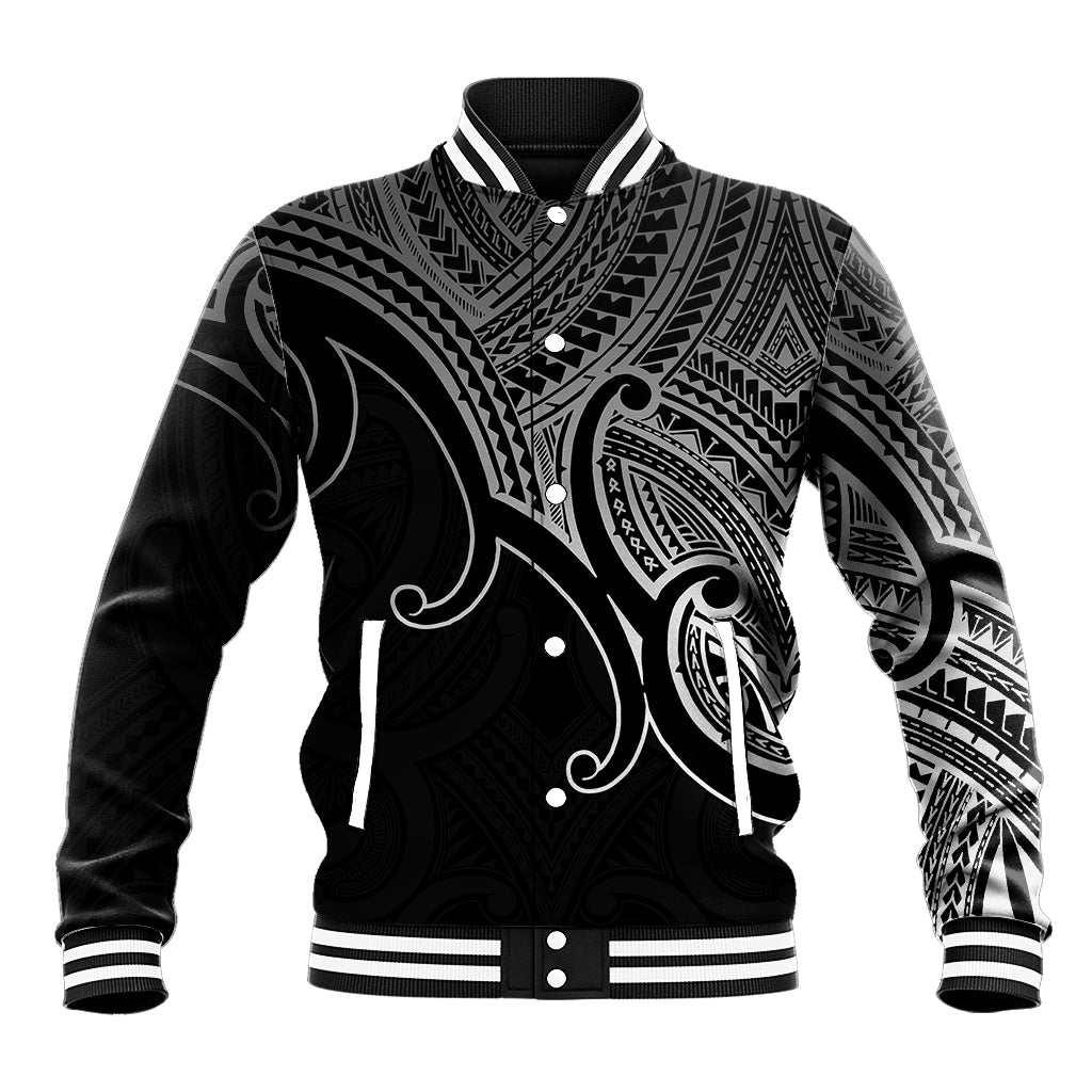 Aotearoa Polynesian Baseball Jacket with Maori Koru Black LT9 - Wonder Print Shop