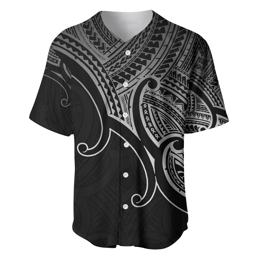 Aotearoa Polynesian Baseball Jersey with Maori Koru Black LT9 - Wonder Print Shop